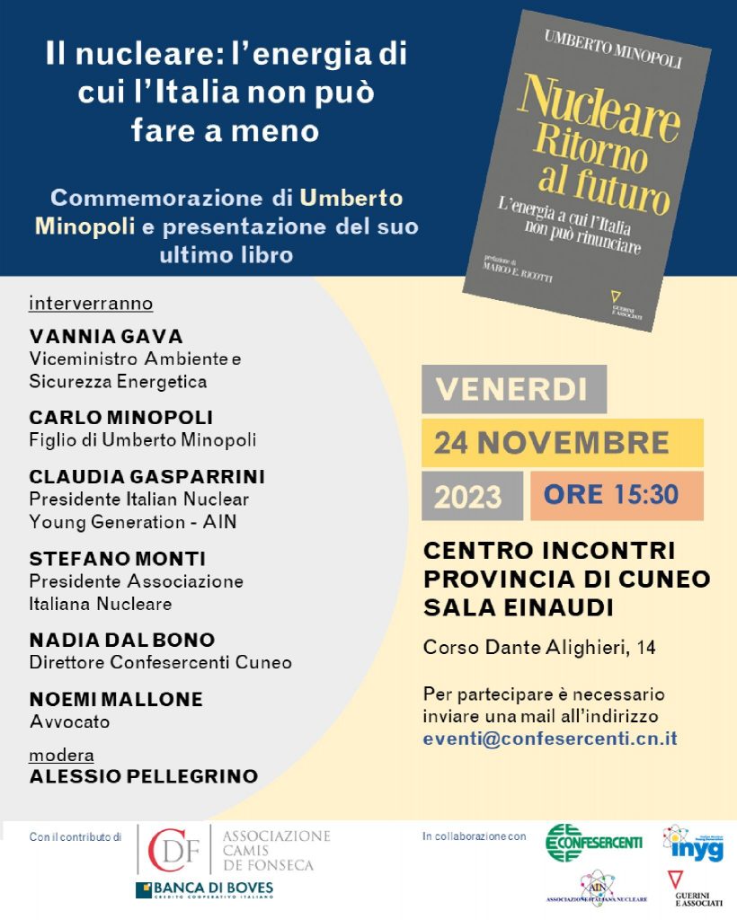 Venerdì 24 novembre a Cuneo conferenza su “Nucleare: ritorno al futuro” -   - Quotidiano on line della provincia di Cuneo